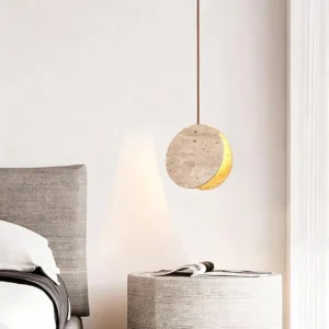 Modern Travertine Disc Pendant Light P3039 2