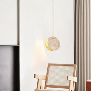 Modern Travertine Disc Pendant Light P3039 4