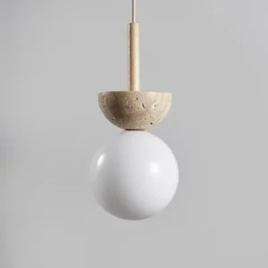 Travertine & Opal Glass Pendant Light P3040 2