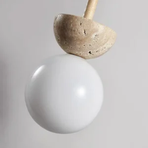 Travertine & Opal Glass Pendant Light P3040 4