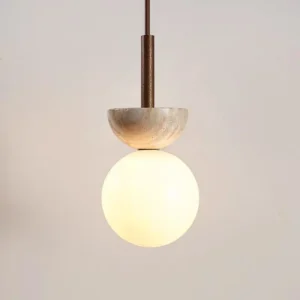 Travertine & Opal Glass Pendant Light P3040 5