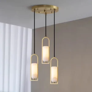 Modern Alabaster Pendant Light with Brass Frame PA017 8
