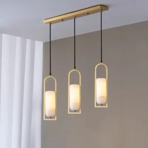 Modern Alabaster Pendant Light with Brass Frame PA017 1