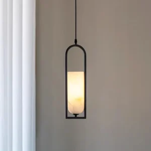 Modern Alabaster Pendant Light with Brass Frame PA017 2