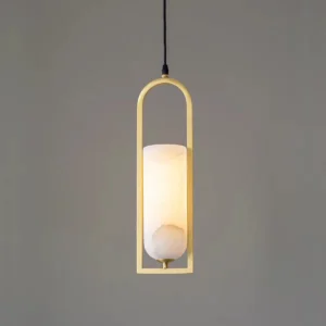 Modern Alabaster Pendant Light with Brass Frame PA017 7