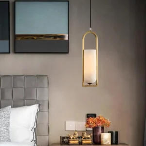 Modern Alabaster Pendant Light with Brass Frame PA017 3