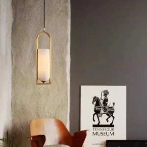 Modern Alabaster Pendant Light with Brass Frame PA017 5