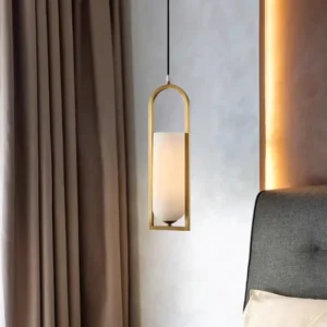 Modern Alabaster Pendant Light with Brass Frame PA017 6