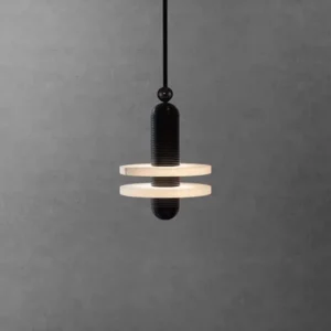 Modern Brass & Alabaster Disc Pendant Light PA011 2