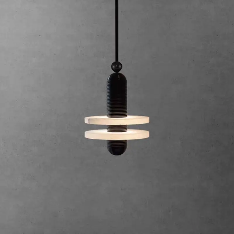 Modern Brass & Alabaster Disc Pendant Light PA011 2