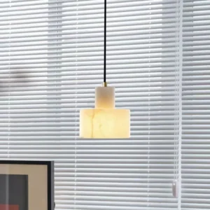 Modern Alabaster Tiered Cylinder Pendant Light PA013 1