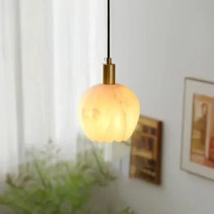 Modern Alabaster Scalloped Globe Pendant Light PA009 1