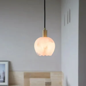 Modern Alabaster Scalloped Globe Pendant Light PA009 2