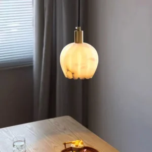 Modern Alabaster Scalloped Globe Pendant Light PA009 3