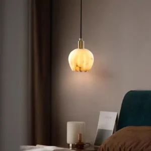 Modern Alabaster Scalloped Globe Pendant Light PA009 4