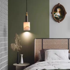 Modern Fluted Alabaster Cylinder Pendant Light PA004 1