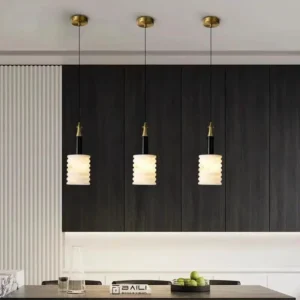 Modern Fluted Alabaster Cylinder Pendant Light PA004 2