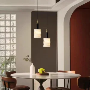 Modern Fluted Alabaster Cylinder Pendant Light PA004 3