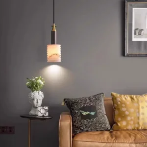 Modern Fluted Alabaster Cylinder Pendant Light PA004 4
