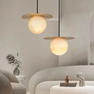 Modern Stainless steel & Alabaster Ball Pendant Light PA012 1