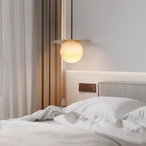 Modern Stainless steel & Alabaster Ball Pendant Light PA012 2