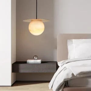 Modern Stainless steel & Alabaster Ball Pendant Light PA012 3