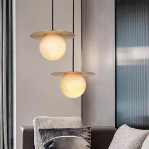 Modern Stainless steel & Alabaster Ball Pendant Light PA012 4