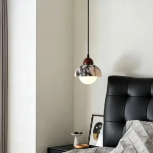 Modern Marble & Wood Globe Pendant Light PB001 6