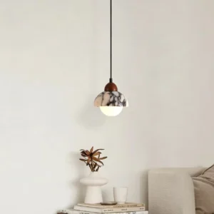 Modern Marble & Wood Globe Pendant Light PB001 2