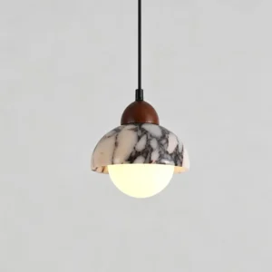 Modern Marble & Wood Globe Pendant Light PB001 5