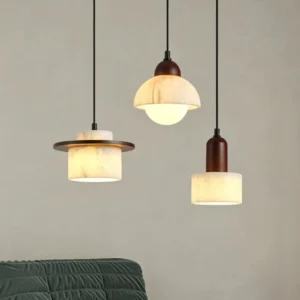 Modern Marble & Walnut Wood Pendant Light PB007 1