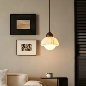 Modern Marble & Walnut Wood Pendant Light PB007 2