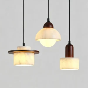 Modern Marble & Walnut Wood Pendant Light PB007 3