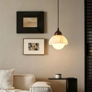 Modern Marble & Walnut Wood Pendant Light PB007 8