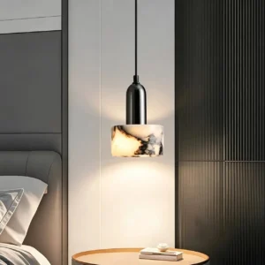 Modern Marble & Black Metal Pendant Light PB009 1