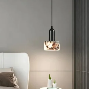 Modern Marble & Black Metal Pendant Light PB009 2