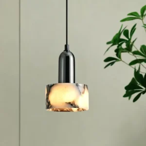 Modern Marble & Black Metal Pendant Light PB009 3