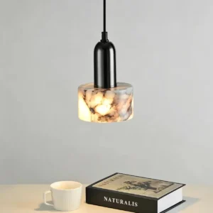 Modern Marble & Black Metal Pendant Light PB009 4