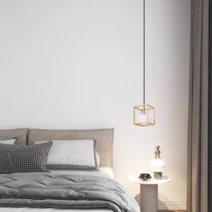 Modern Marble Cube Pendant Light with Brass Metal PB014 3