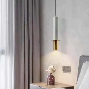 Modern Brass Metal & Marble Tube Pendant Light PB018 3