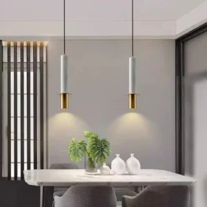 Modern Brass Metal & Marble Tube Pendant Light PB018 5