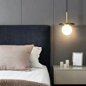 Modern Marble Disc Pendant Light with Glass Globe PB021 1