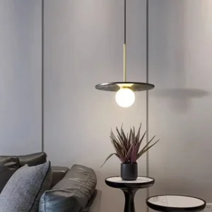 Modern Marble Disc Pendant Light with Glass Globe PB021 2