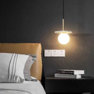 Modern Marble Disc Pendant Light with Glass Globe PB021 4