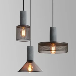 Industrial Concrete & Metal Pendant Light PC005 3