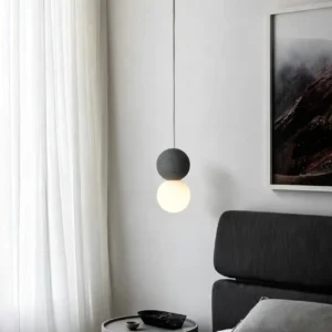 Modern Concrete & Opal Glass Globe Pendant Light PC008 2