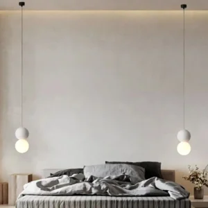Modern Concrete & Opal Glass Globe Pendant Light PC008 3