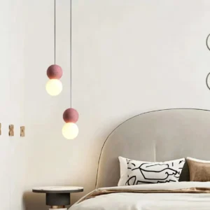 Modern Concrete & Opal Glass Globe Pendant Light PC008 5