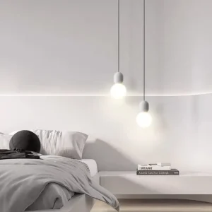 Modern Concrete & Opal Glass Globe Pendant Light PC014 4