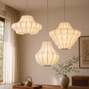 Modern Silk Lantern Pendant Light P5002 1